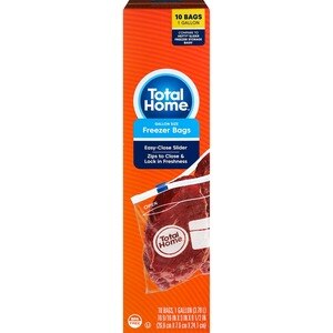 Total Home Gallon Freezer Bags with Easy-Close Slider, 10 CT