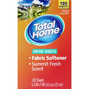 Total Home Dryer Sheets & Fabric Softener, Summit Fresh Scent, 180 Ct , CVS