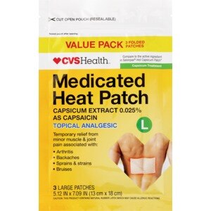  CVS Health Medicated Heat Patch, 5.12 IN x 7.09 IN (13 cm x 18 cm), 3 CT 