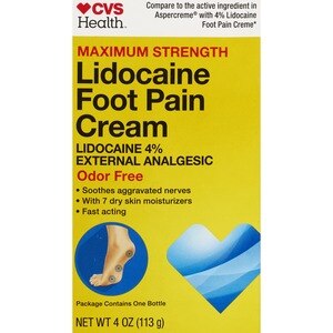 CVS Health Maximum Strength Lidocaine Foot Pain Cream, 4 Oz