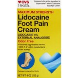 CVS Health Maximum Strength Lidocaine Foot Pain Cream, 4 OZ, thumbnail image 1 of 7