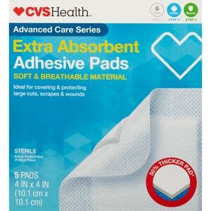 CVS Health Extra Absorbent Adhesive Pads 4 x 4 5 CT