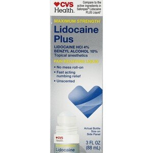 CVS Health Maximum Strength Lidocaine Plus Pain Relieving Liquid Roll-On, 3 FL OZ