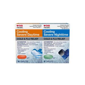 CVS Health Vapor Ice Daytime and Nighttime Severe Cold & Flu, Coated Caplets, Combo Pack, 24 CT