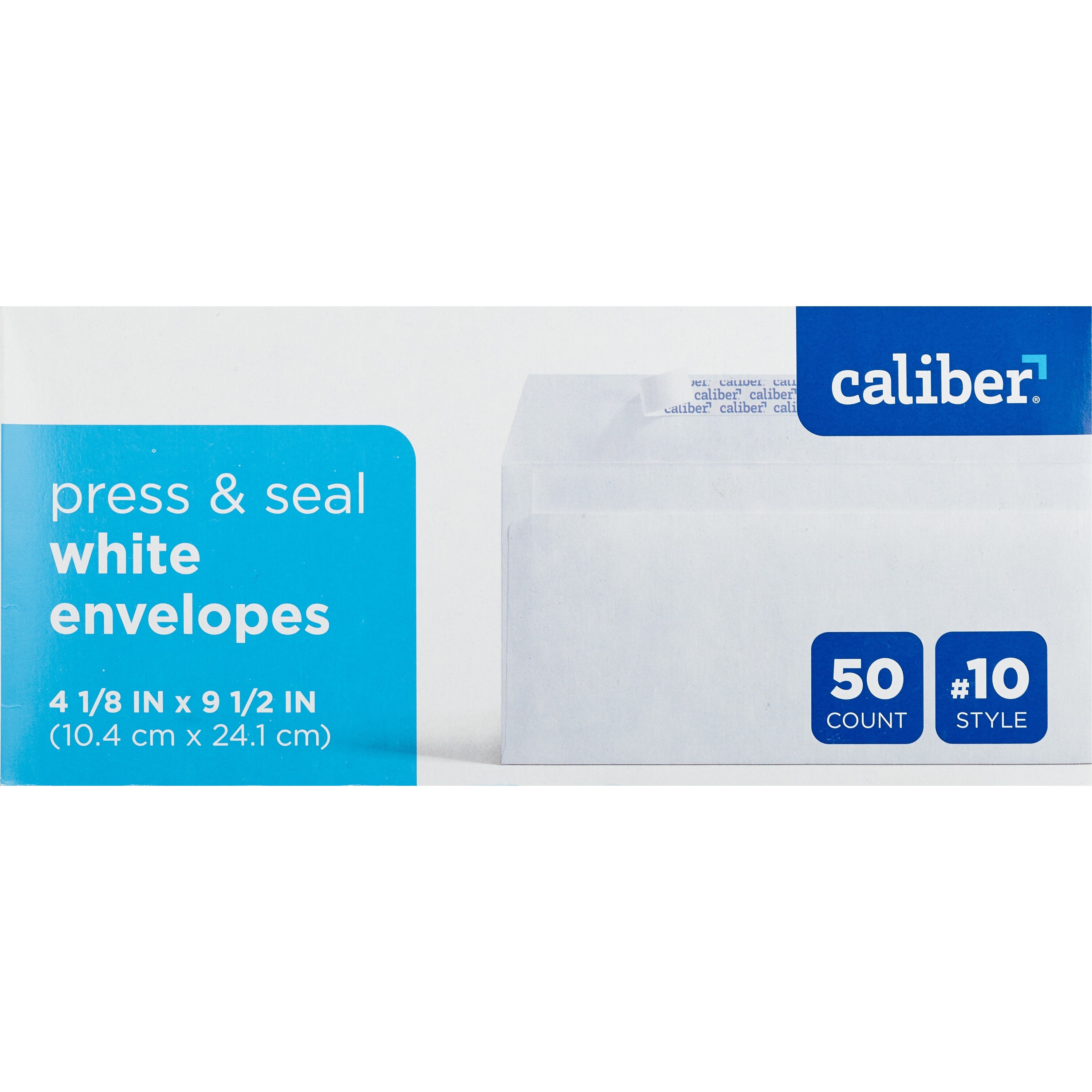 Caliber #10 Press & Seal White Envelopes, 4 1/8 in. x 9 1/2 in., 50 CT