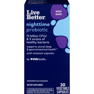 Live Better Nighttime Probiotic - Probióticos derivados de vegetales en pastillas, para tomar por la noche, 30 u.