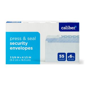 Caliber Security Envelopes, Press & Seal, 55 Ct , CVS