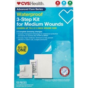CVS Health Advanced Care Waterproof 3-Step Kit for Medium wounds