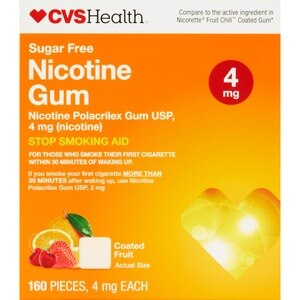 CVS Health Sugar Free Nicotine 4mg Gum, Fruit, 160 Ct