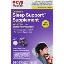 CVS - Melatonina de ayuda para dormir en tabletas masticables, para niños, Grape, 1 mg, 50 u.