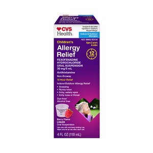 CVS Health Children's Allergy Relief Fexofenadine HCI 30 mg, Berry Flavor Liquid