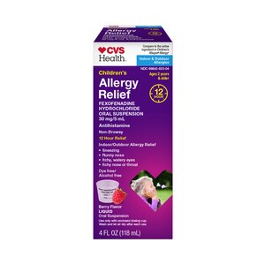 CVS Health Children's 12HR Non Drowsy Allergy Relief Fexofenadine HCl Oral Antihistamine, Berry, 4 Oz