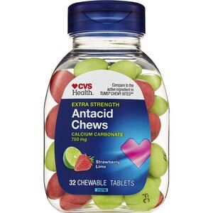 CVS Health Extra Strength Antacid Chewable Tablets, Strawberry Lime, 32 Ct