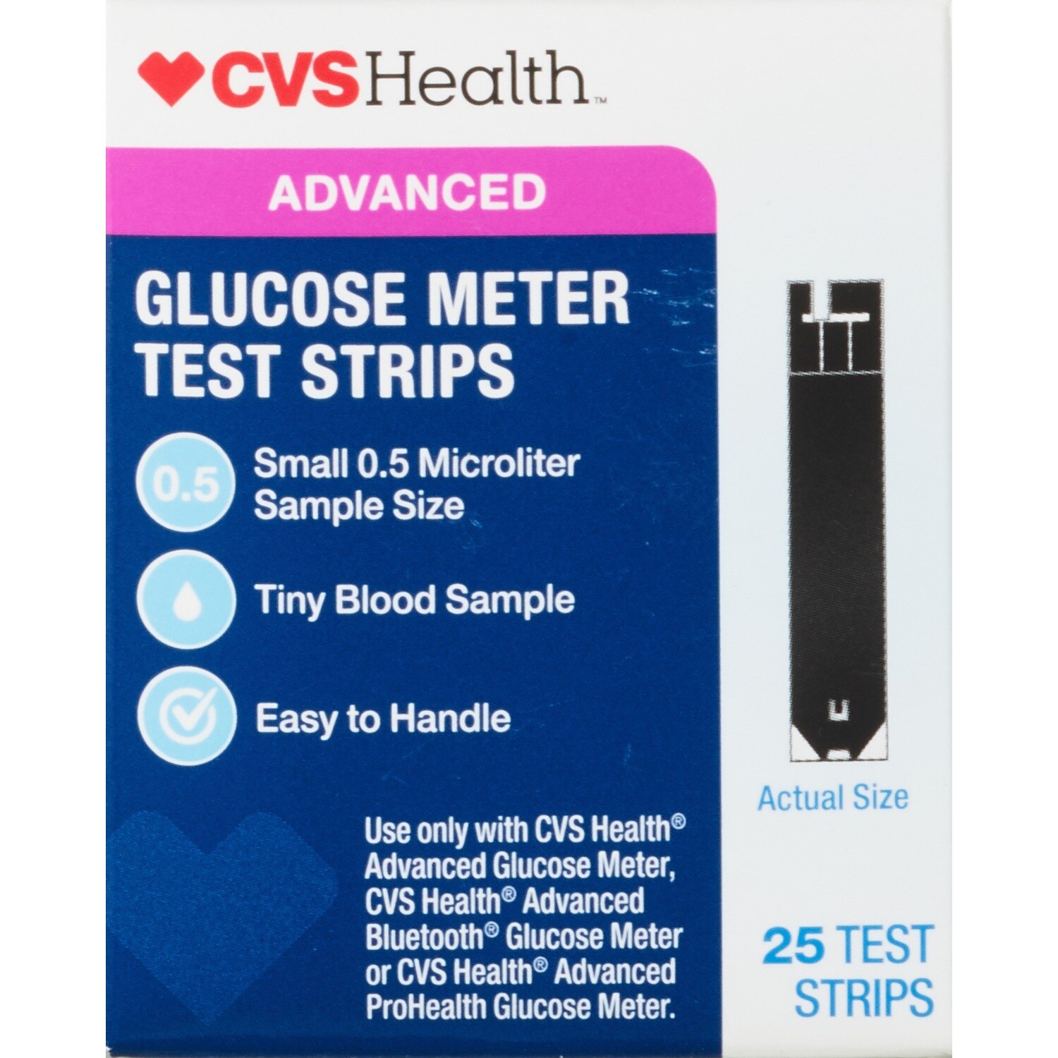 CVS Health Advanced Glucose Meter Test Strips, 25 Ct