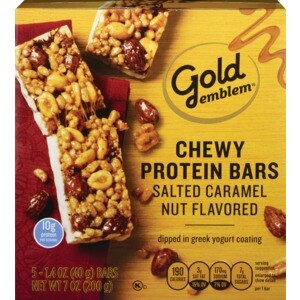 Gold Emblem Chewy Protein Bars, Salted Caramel Nut, 5 CT