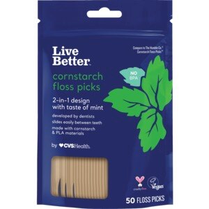 Live Better - Portahilo dental de almidón de maíz, Mint, 50 u.
