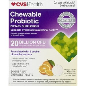CVS Health Chewable Probiotic Tablets, Orange, 24 CT