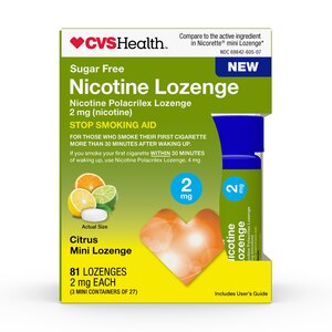 CVS Health Mini Nicotine Polacrilex Lozenge, (nicotine), Citrus Flavor, Stop Smoking Aid