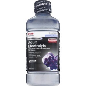  CVS Health Advantage Care Plus Electrolyte Solution, Iced Grape, helps prevent dehydration, fluids, zinc and electrolytes 1 Liter 