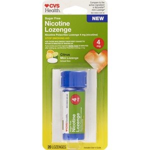 CVS Health Sugar Free Nicotine 4mg Lozenge, Citrus, 20 Ct