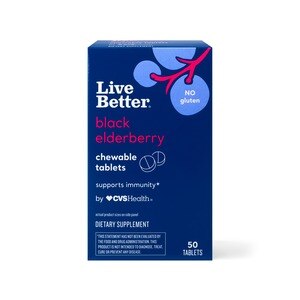 CVS Health Live Better Black Elderberry Chewable Tablets, 50 CT