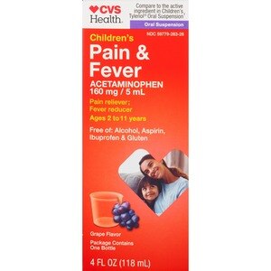 CVS Health Children's Pain + Fever Grape Flavored, 4 OZ