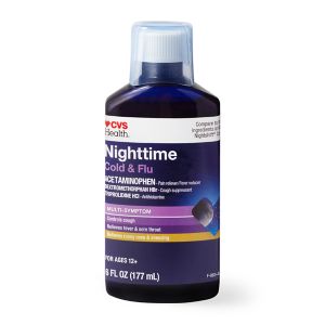 CVS Health Nighttime Cold & Flu Multi-Symptom Relief Liquid, 6 OZ