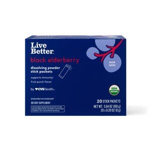 Live Better On-the-Go Immunity - Polvo en sobres para preparar bebida (c/saúco), 20 u.