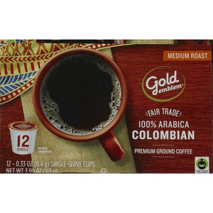 Gold Emblem Fair Trade Colombian Premium Ground Coffee Single-Serve Cups