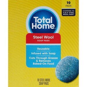 Total Home Steel Wool Soap Pads, Reusable, 10 Ct , CVS