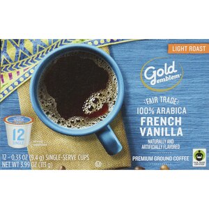 Gold Emblem Fair Trade French Vanilla Premium Ground Coffee Single-Serve Cups, 12 CT