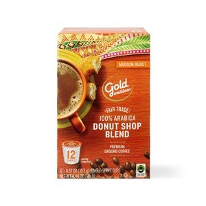 Gold Emblem Fair Trade Donut Shop Blend - Café molido premium, en vasitos de una porción