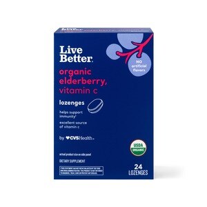 Live Better Organic Elderberry Vitamin C Lozenges, 24 CT
