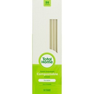 Total Home Earth Essentials Biodegradable Straws, 50CT