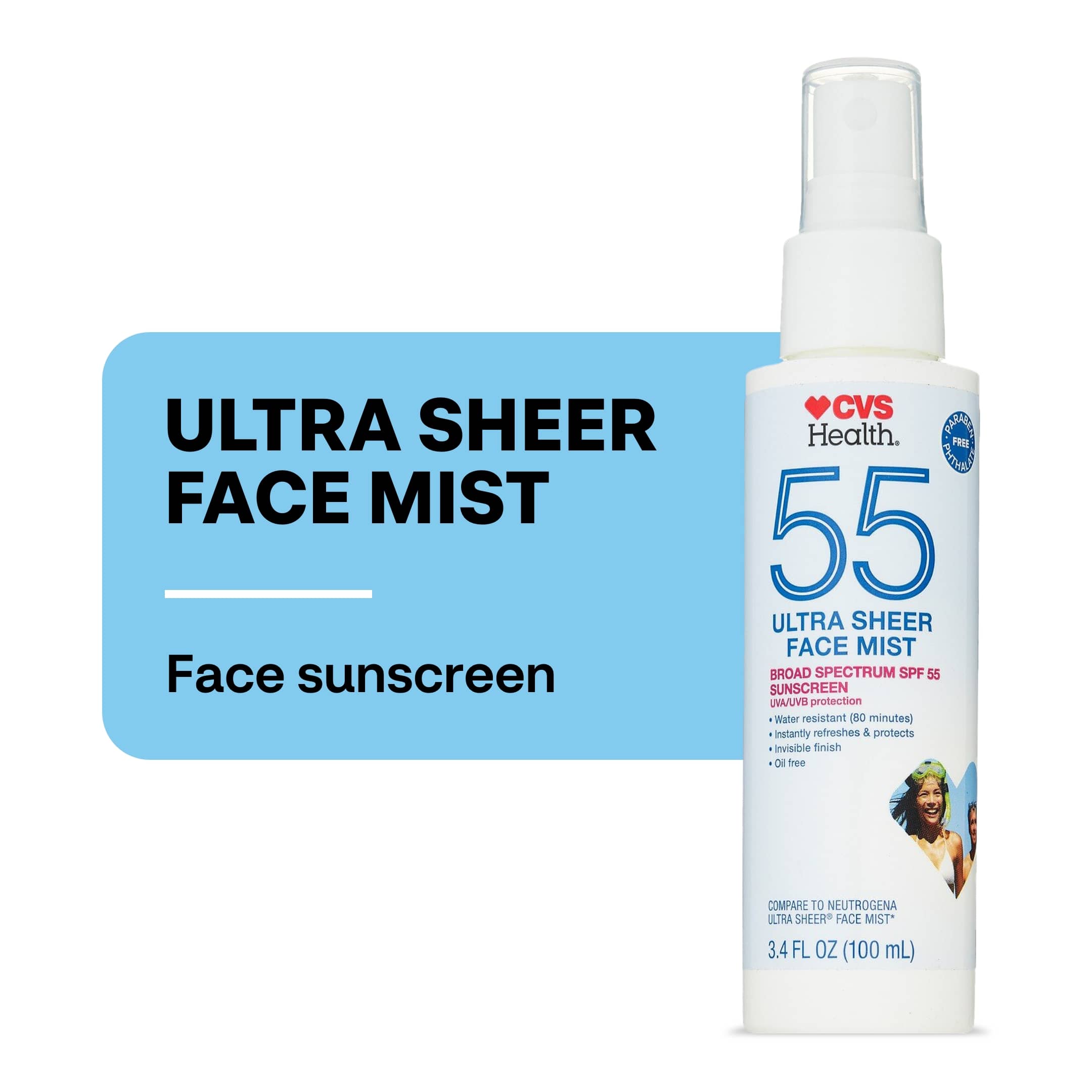 CVS Health Ultra Sheer Face Mist SPF 55, 3.4 Oz