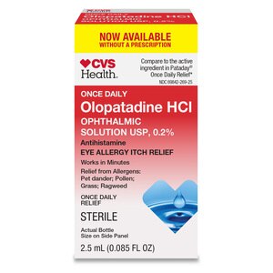 CVS Health Olopatadine HCI Ophthalmic Solution USP, 0.2%, Eye Allergy Itch Relief , 2.5 mL