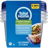 Total Home Medium Square Food Storage Containers, 32oz, 4CT, thumbnail image 1 of 4
