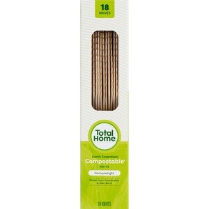 Total Home Earth Essentials Compostable Birch Knives, 18CT