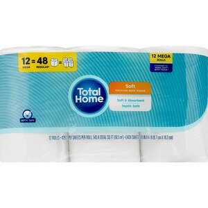 Total Home Soft Premium Bath Tissue, Mega Rolls, 12 CT