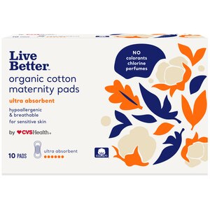 Live Better Organic Cotton Maternity Pads, 10 Ct , CVS