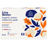 Live Better Organic Cotton Maternity Pads, 10 CT, thumbnail image 1 of 4