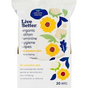  Live Better Organic Cotton Feminine Hygiene Wipes, 20 CT 