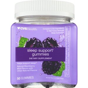 CVS Health Sleep Gummies, Melatonin 3 mg, Natural Blackberry Mint Flavors, 50 CT