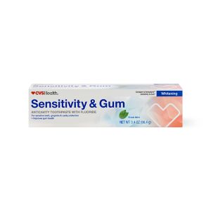 CVS Health Sensitivity And Gum Anticavity Whitening Fluoride Toothpaste, Fresh Mint, 3.4 Oz