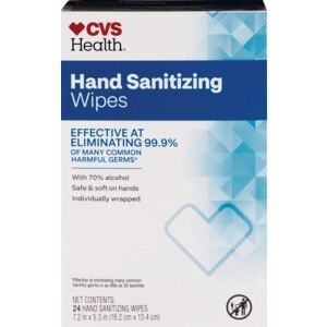CVS Health Hand Sanitizing Wipes, Individually Wrapped, 24CT