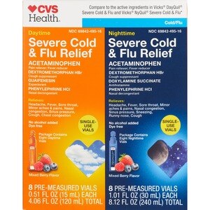CVS Health Daytime And Nighttime Severe Cold & Flu Relief, Mixed Berry Flavor