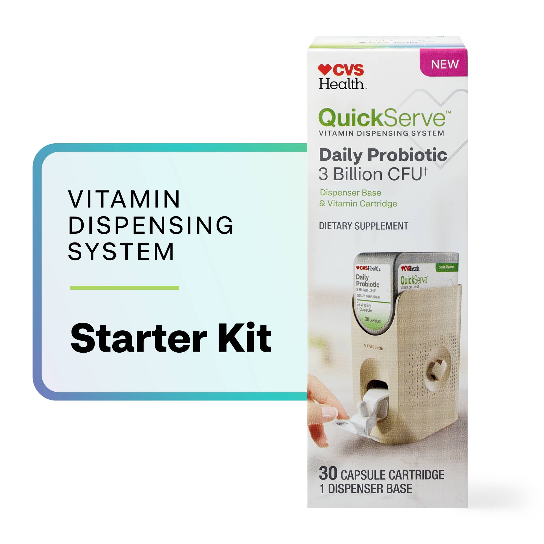 CVS Health QuickServe Dispenser Base & Probiotic Capsule Cartridge, 30 Ct