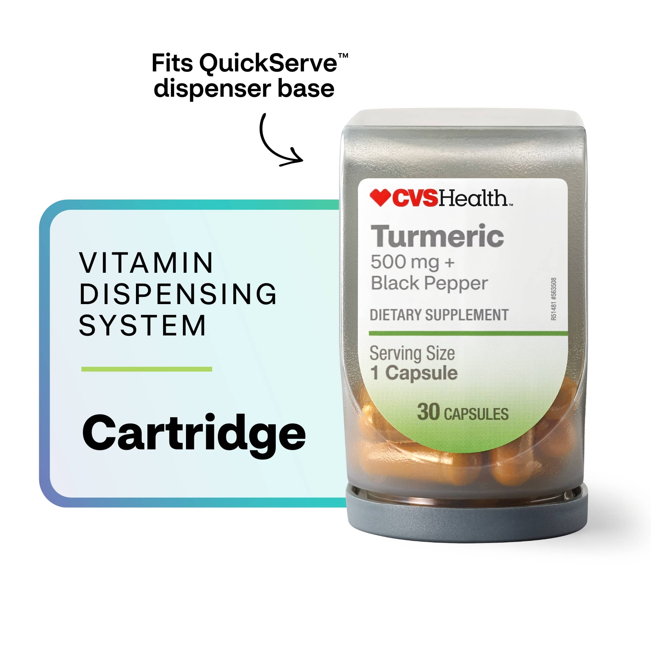 NEW CVS Health QuickServe Turmeric + Black Pepper 500mg, 30CT
