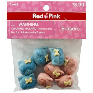 Red & Pink Valentine's Day Novelty Erasers, 8 ct