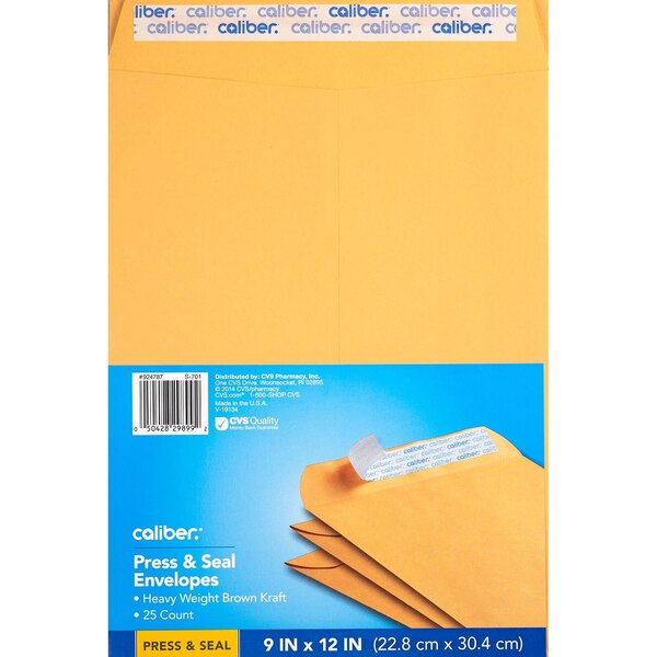 Caliber Press & Seal Envelopes, 9 in. x 12 in., 25 CT Pick Up In Store TODAY at CVS